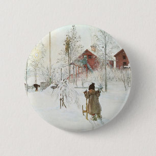 Carl Larsson  Front Yard and the Wash House 2 Inch Round Button