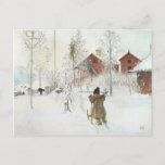 Carl Larsson  Front Yard and the Wash House Postcard<br><div class="desc">Beautiful Scandinavian Winter Scene of the Swedish artist Carl Larsson's home,  farm and young daughter. Painted in 1895,  this has become a Christmas favourite and is often seen in Swedish and Norwegian designs around the holidays and throughout the winter season.</div>