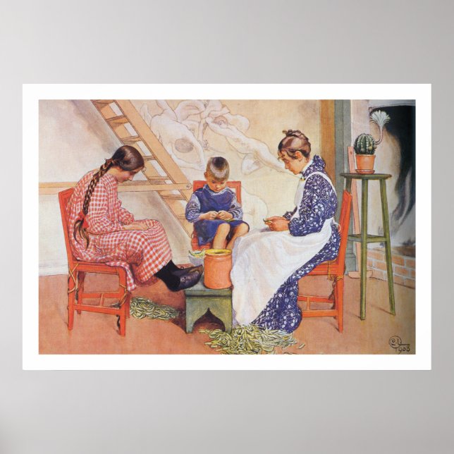 Carl Larsson Ils Shuttent Peas Art Impression (Devant)