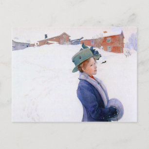 Carl Larsson Lisbeth's New Hat Holiday Winter Postcard
