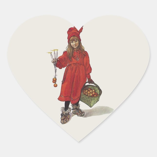 Carl Larsson Little Swedish Girl: Brita as Iduna Heart Sticker (Front)