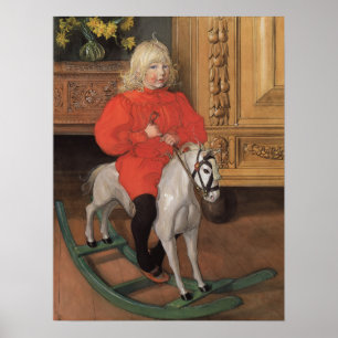 Carl Larsson Murre Boy on rocking horse Poster