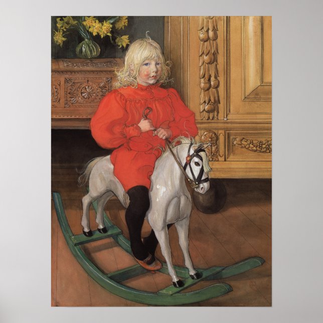 Carl Larsson Murre Boy on rocking horse Poster (Front)