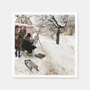 Carl Larsson Open-Air Painter. Winter-Motif Napkin