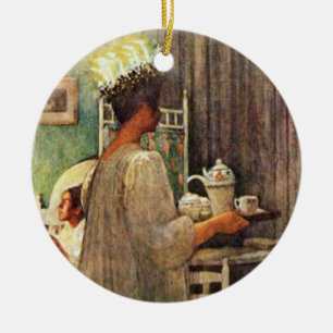 Carl Larsson St. Lucia Day Christmas in Sweden Ceramic Ornament