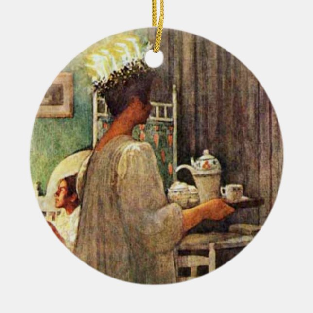 Carl Larsson St. Lucia Day Christmas in Sweden Ceramic Ornament (Front)