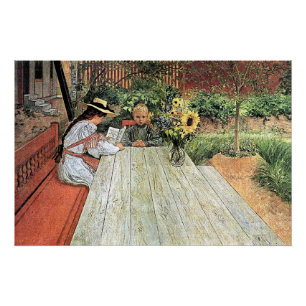 Carl Larsson - The First Lesson Poster