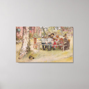 Carl Larsson Vintage Breakfast Under the Big Birch Canvas Print