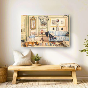 Carl Larsson Watercolor, Neutral Swedish Folk Art Canvas Print