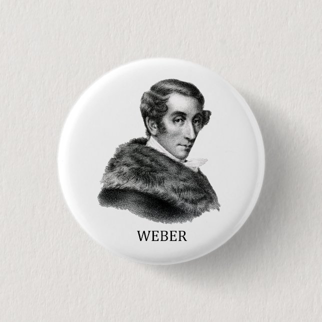 Carl Maria von Weber, black 1 Inch Round Button (Front)