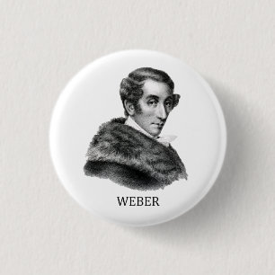 Carl Maria von Weber, black 1 Inch Round Button