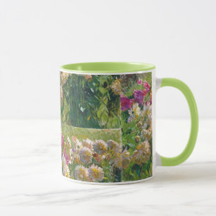 Carl Moll Vintage Flowers Green Pink Dahlias Mug