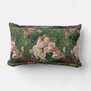 Carl Moll Vintage White Roses Lumbar Pillow