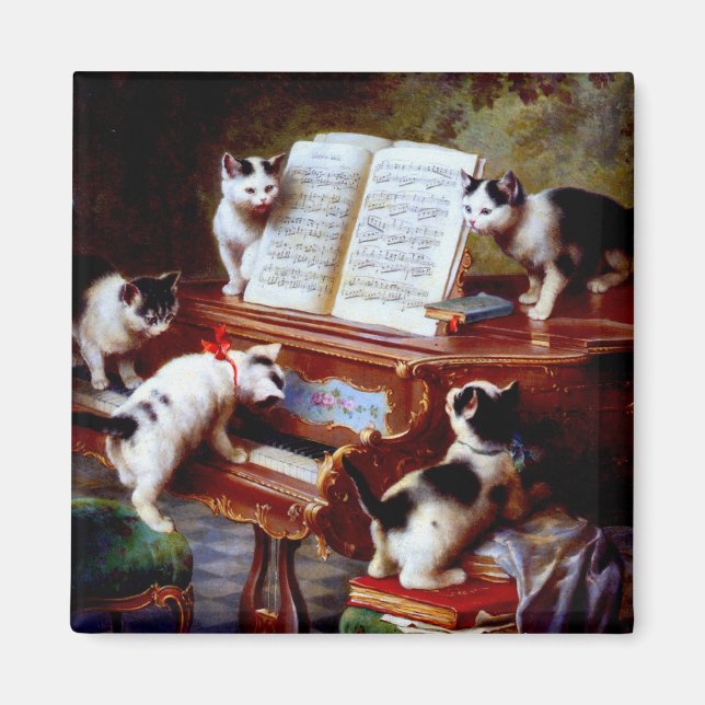 Carl Reichert Kittens Playing Piano Magnet (Front)