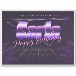Carla Name Vorname lila retro Sticker Geburtstag