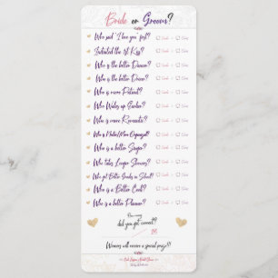Carla's Bridal Shower Game 1/3 - "Bride or Groom?" Menu