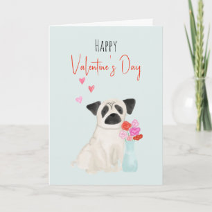 Carlin Chien Aquarelle Valentines Chien Carte de v