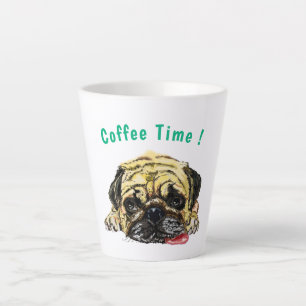 Carlin Chien Funny Latte Mug - Texte personnalisé