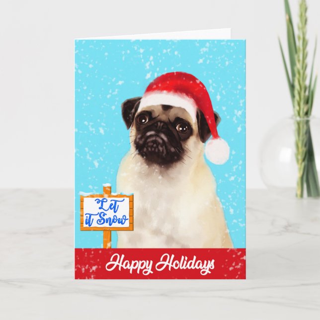Carlin Chien Laisser neiger Noël Carte de voeux (Devant)