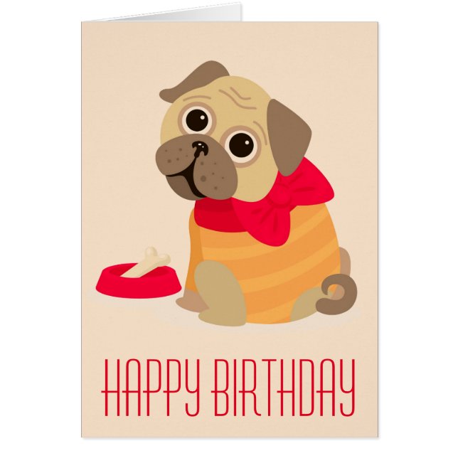 Carlin chien mignon carlin Joyeux anniversaire (Devant)