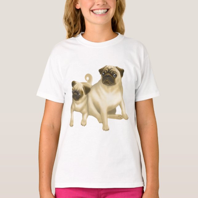 Carlin Chiens Filles Poupée bébé T-shirt (Devant)