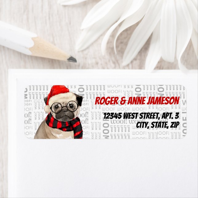 Carlin de Noël Adresse de l'Amoureux des chiens (En situation)