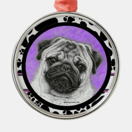 Carlin Dog Art ornement de Noël par Glenda Harlan