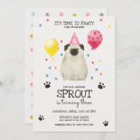 Carlin Lets Pawty Chien Anniversaire Invitation ro