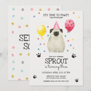 Carlin Lets Pawty Chien Anniversaire Invitation ro