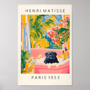 Carlin Noir Dans La Baignoire, Drôle Poster De Sal