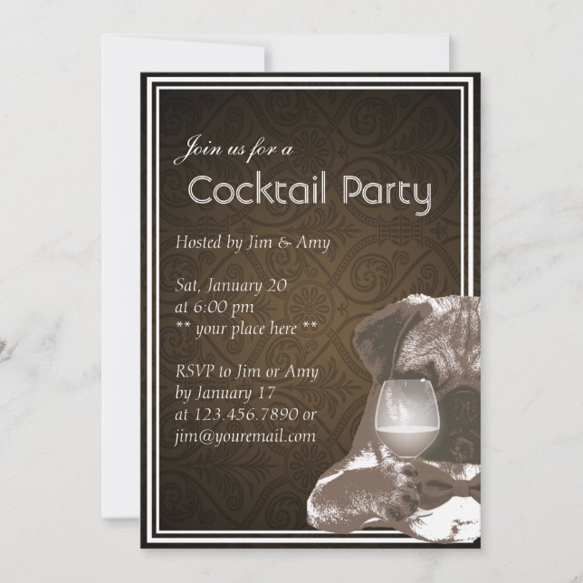 Carlin & Wine Cocktail & Wine Party Invitations (Devant)