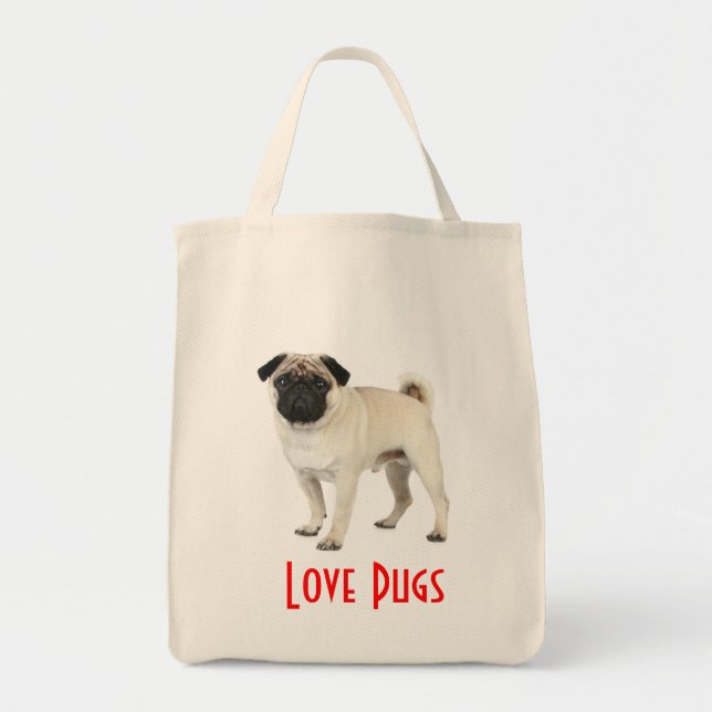 Carlins d'amour Puppy Dog Canvas Sac fourre - tout (Devant)