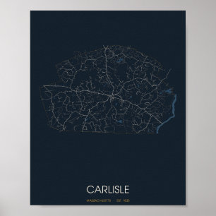 Carlisle Massachusetts Street Map Poster (Night)