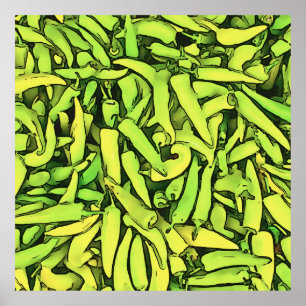 Carliston Banana Peppers Black Outline Art Poster