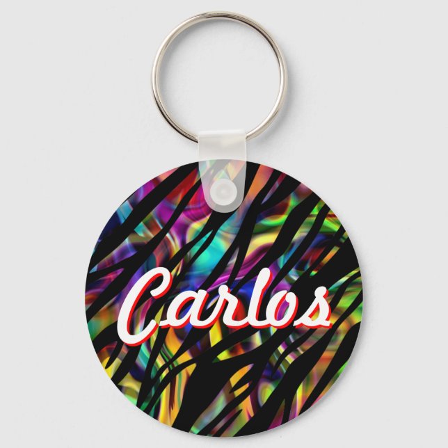Carlos Personalized Colourful Keychain (Front)