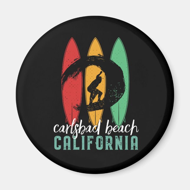 Carlsbad Beach California Vintage Retro Surfing Magnet (Front)
