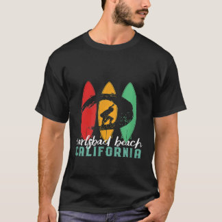Carlsbad Beach California Vintage Surfboard Surfi T-Shirt