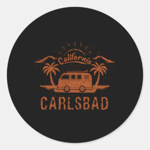 Carlsbad Ca California Surfing Beach Classic Round Sticker