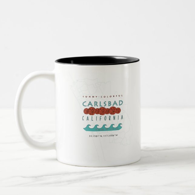 Carlsbad Califonia Design Two-Tone Coffee Mug (Left)