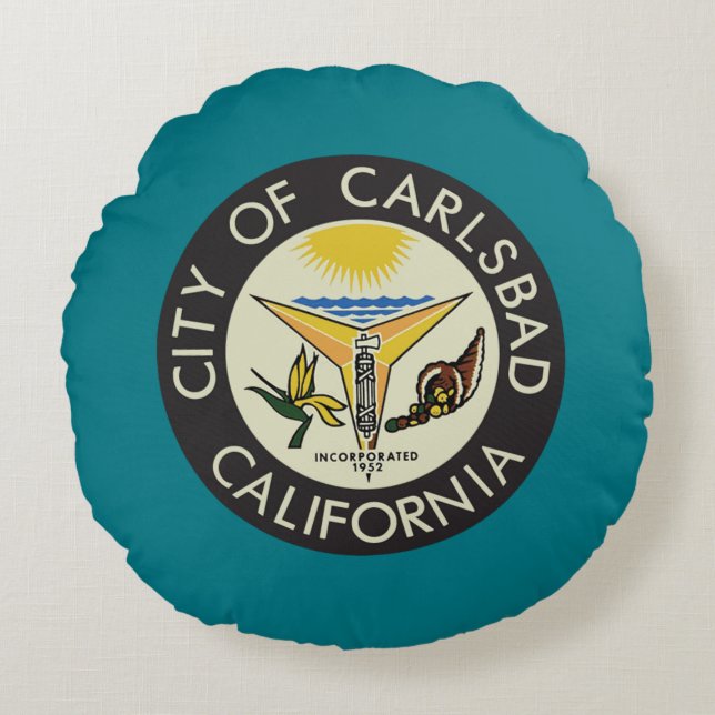 Carlsbad, California Round Pillow (Front)