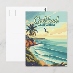 Carlsbad California San Diego Beach Vintage Postcard