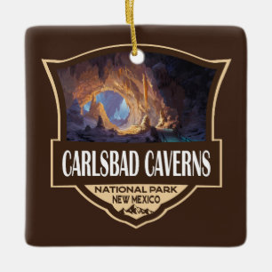 Carlsbad Caverns National Park Illustration Retro Ceramic Ornament