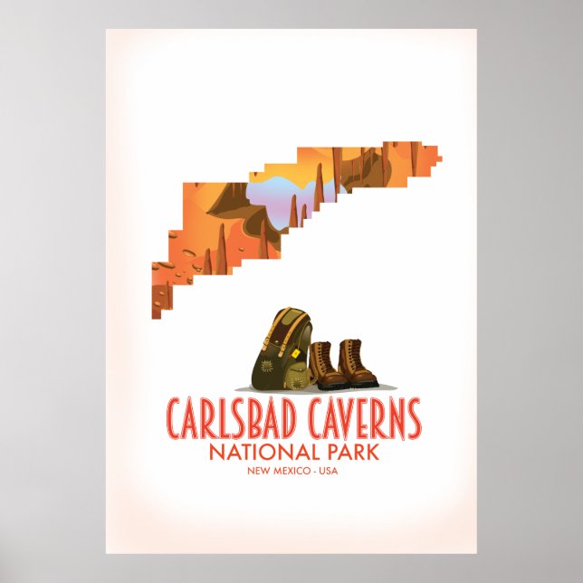 Carlsbad caverns national park new mexico map poster (Front)