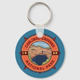 Carlsbad Caverns National Park Retro Compass Keychain
