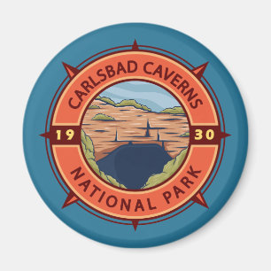 Carlsbad Caverns National Park Retro Compass Magnet
