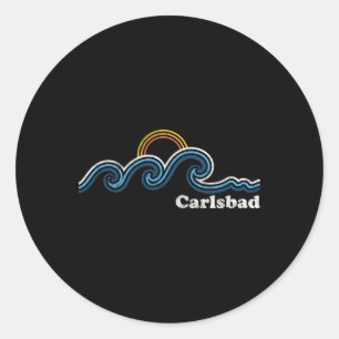 Carlsd California Ca Sufing Waves Sunset Vintage  Classic Round Sticker