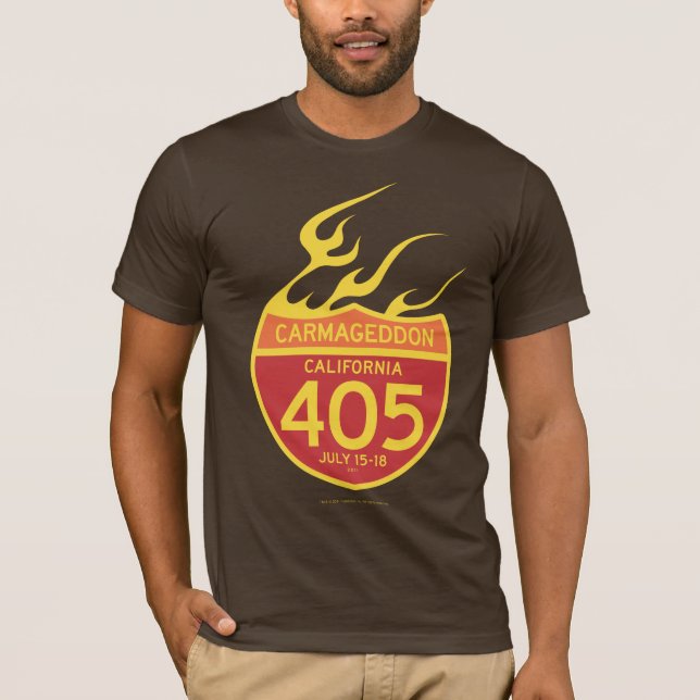 CARMAGEDDON 405 on fire T-Shirt (Front)