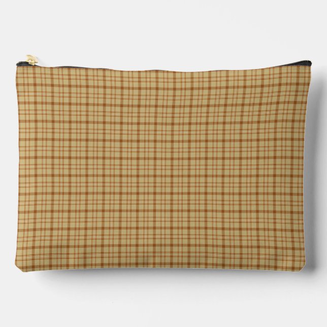 Carmel Brown Plaid Classic Pattern Retro Accessory Pouch (Front)