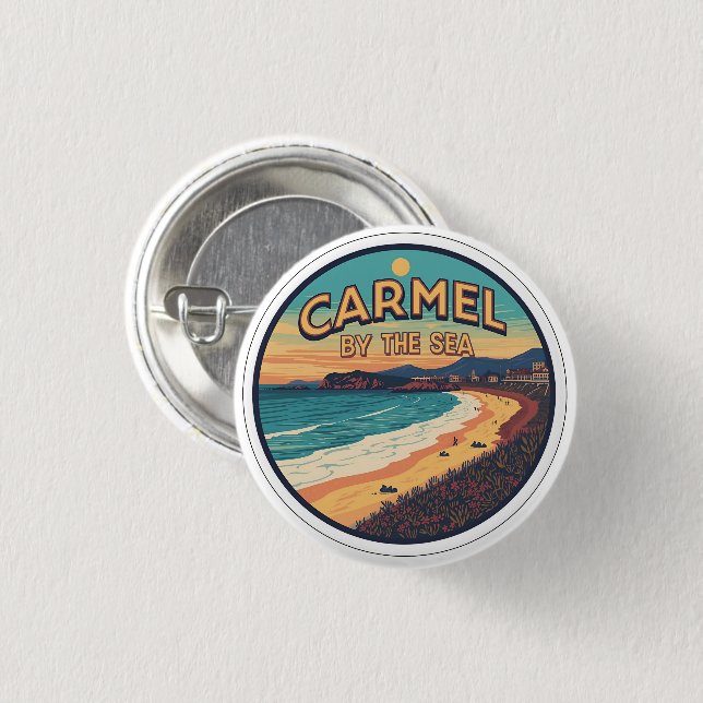 Carmel by the sea beach california pacific coast 1 inch round button (Front & Back)