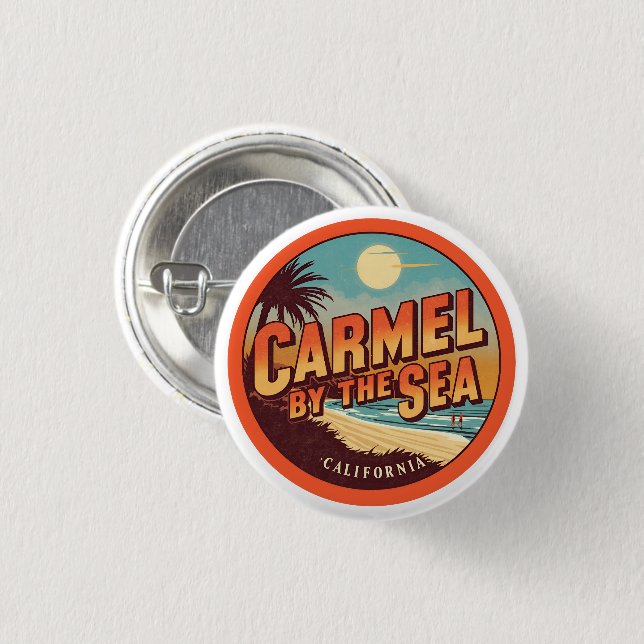 Carmel by the sea beach california pacific coast 1 inch round button (Front & Back)
